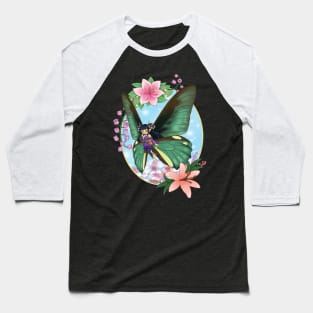 Green Butterfly Fairy Baseball T-Shirt